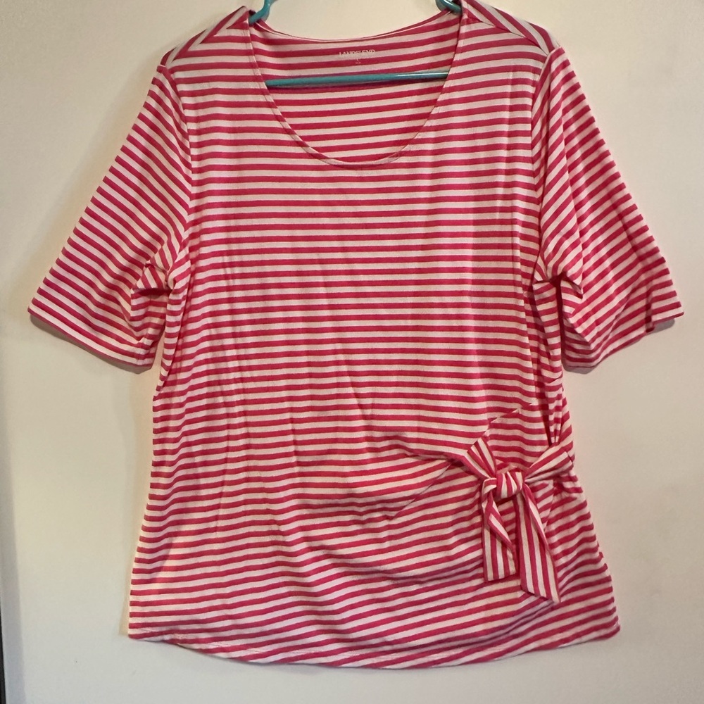 🌺Lands End Lightweight Jersey Tie Waist Top